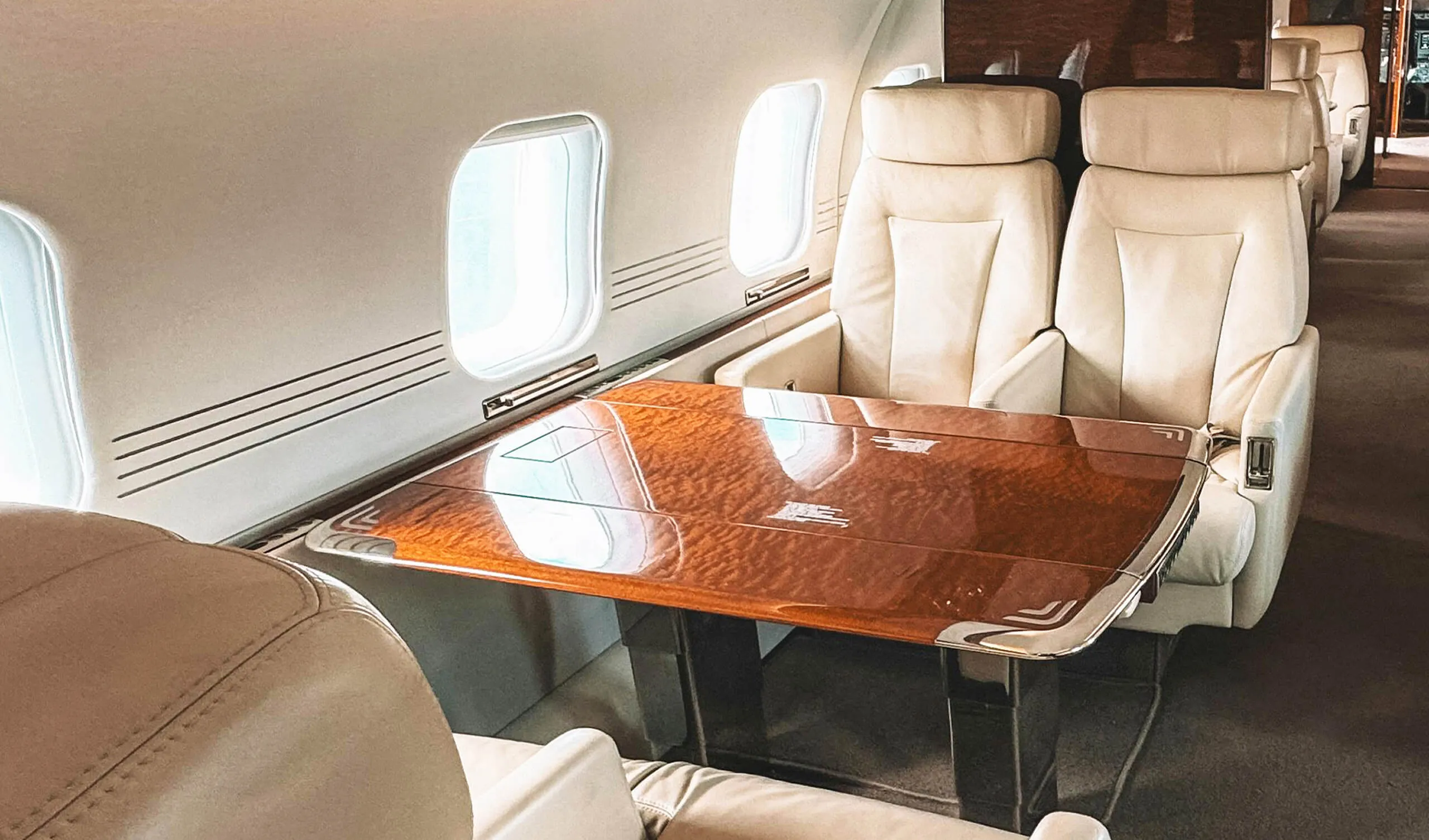 Private jet interior luxury cabin